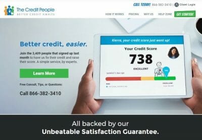 Image of The Credit People website showing us as picking them as the #2 the best overall credit repair company