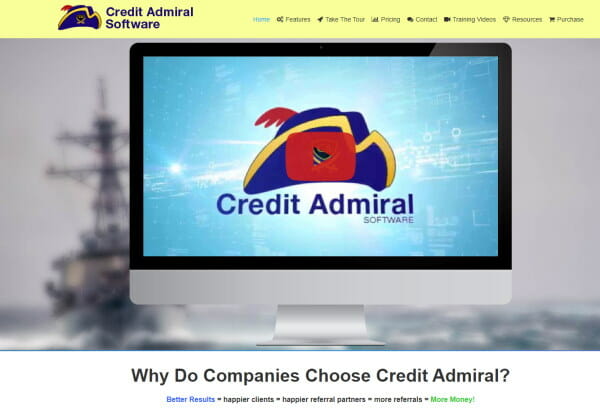 Image of a computer screen with the Credit Admiral Software on it