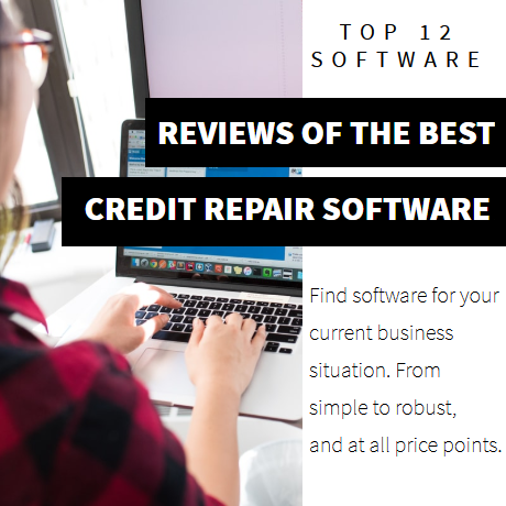 Image of a woman working on the computer with credit repair software