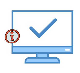 Image of a computer screen icon with a check mark on it inferring which is the most informational website Sky Blue Credit or Lexington Law