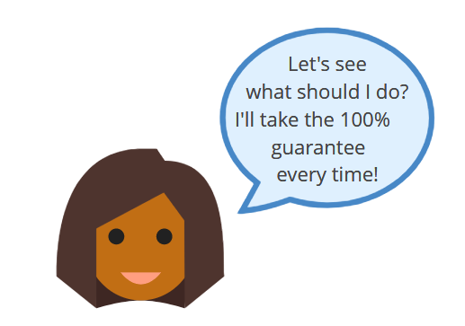 Image of a girl saying that she would rather have a guarantee when using a credit repair service