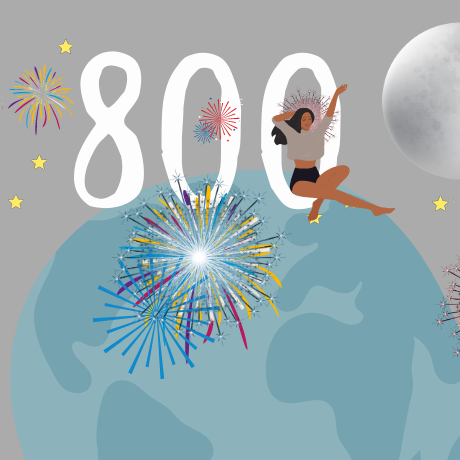 Image of the earth in the night sky with fireworks and an 800 FICO score