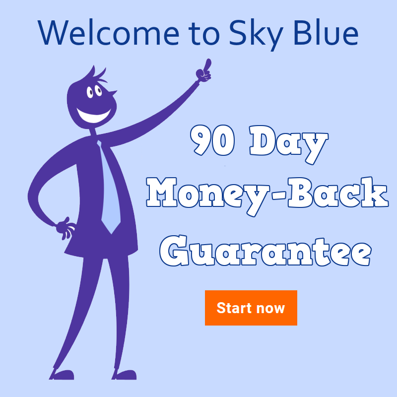 Image of the Sky Blue Credit website portraying them as the #1 best credit repair company and trusted service to help consumers to fix their credit.