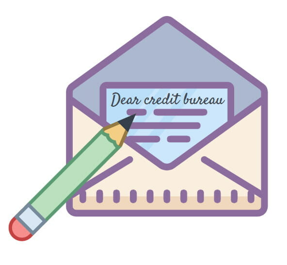 Image of an envelope with a letter written for the credit bureau