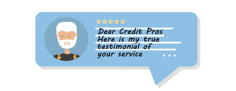 Vector image of a man giving a true review for the Credit Pros