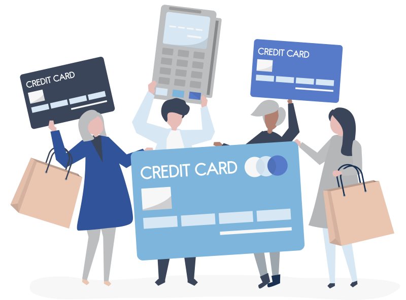 4 woman holding credit cards