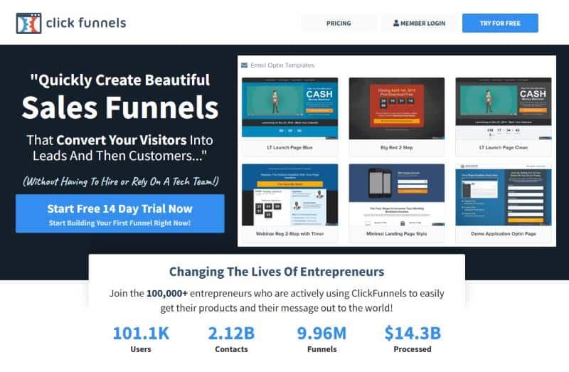 Click funnels is one of the leaders in the industry when it comes to landing page and funnel building software