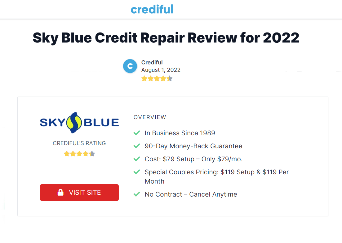 creditful review of Sky Blue Credit Repair